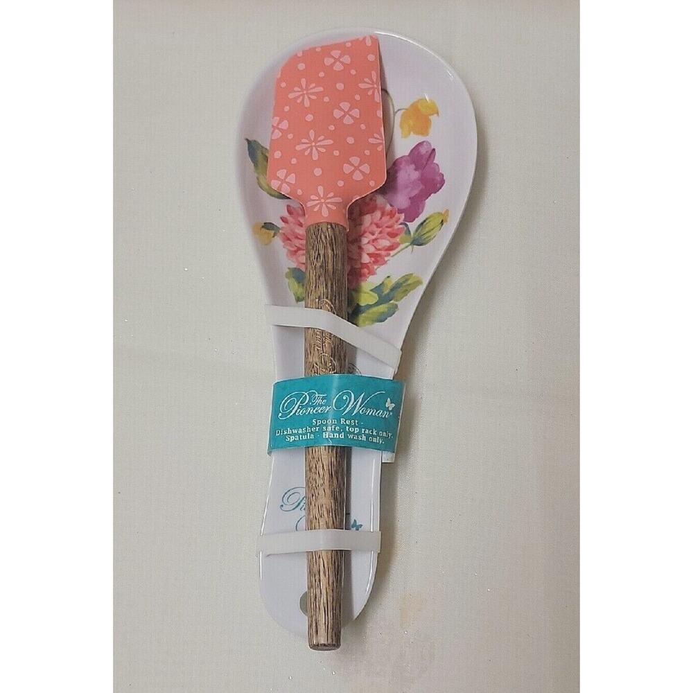 Pioneer Woman Spatula & Spoon Rest 2 pc Set Blooming Bouquet